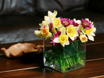 Arranging Flowers In A Square Vase