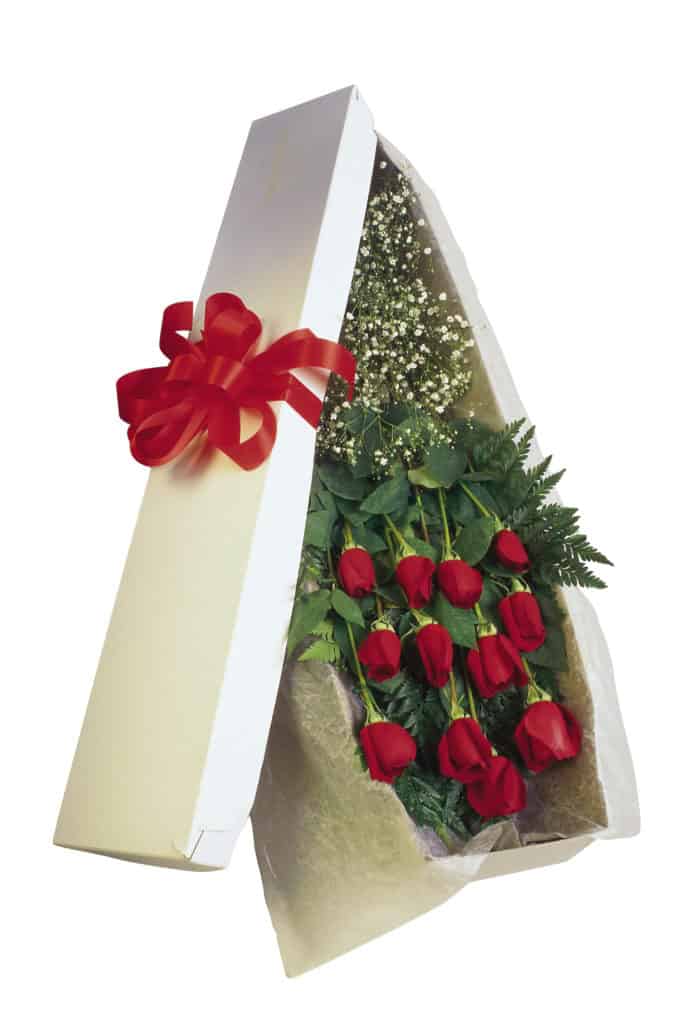 rose arrangements in a box 